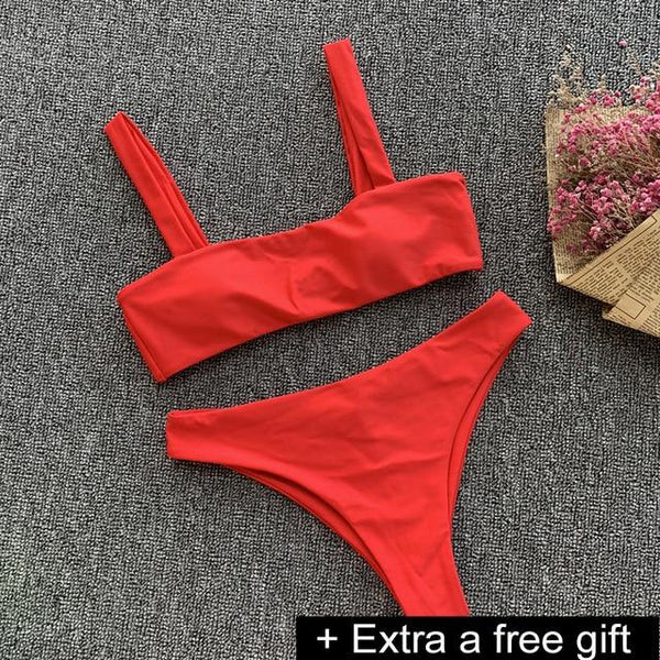 6 colors swimwear women 2018 new sexy Ladies solid color high waist top &bottom zipper swimsuit beach swimming suit Female Girl