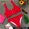 6 colors swimwear women 2018 new sexy Ladies solid color high waist top &bottom zipper swimsuit beach swimming suit Female Girl