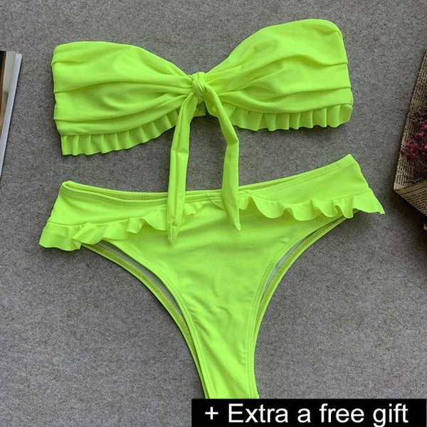 6 colors swimwear women 2018 new sexy Ladies solid color high waist top &bottom zipper swimsuit beach swimming suit Female Girl